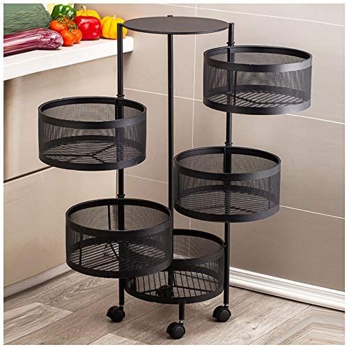 amazon com vast round layered shelf storage rack kitchen rotating vegetable rack floor standing multi layer kitchen storage rack household storage shelf for kitchen living room(size 5f)